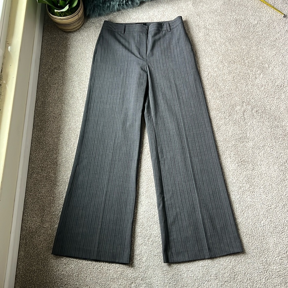 VICTORIAS SECRET Tall Size 12 Trouser “Bridget Fit” Hi-Rise Wide Leg Gray stripe